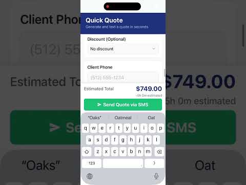 Quick Quote demo — address autocomplete to AI pricing to SMS